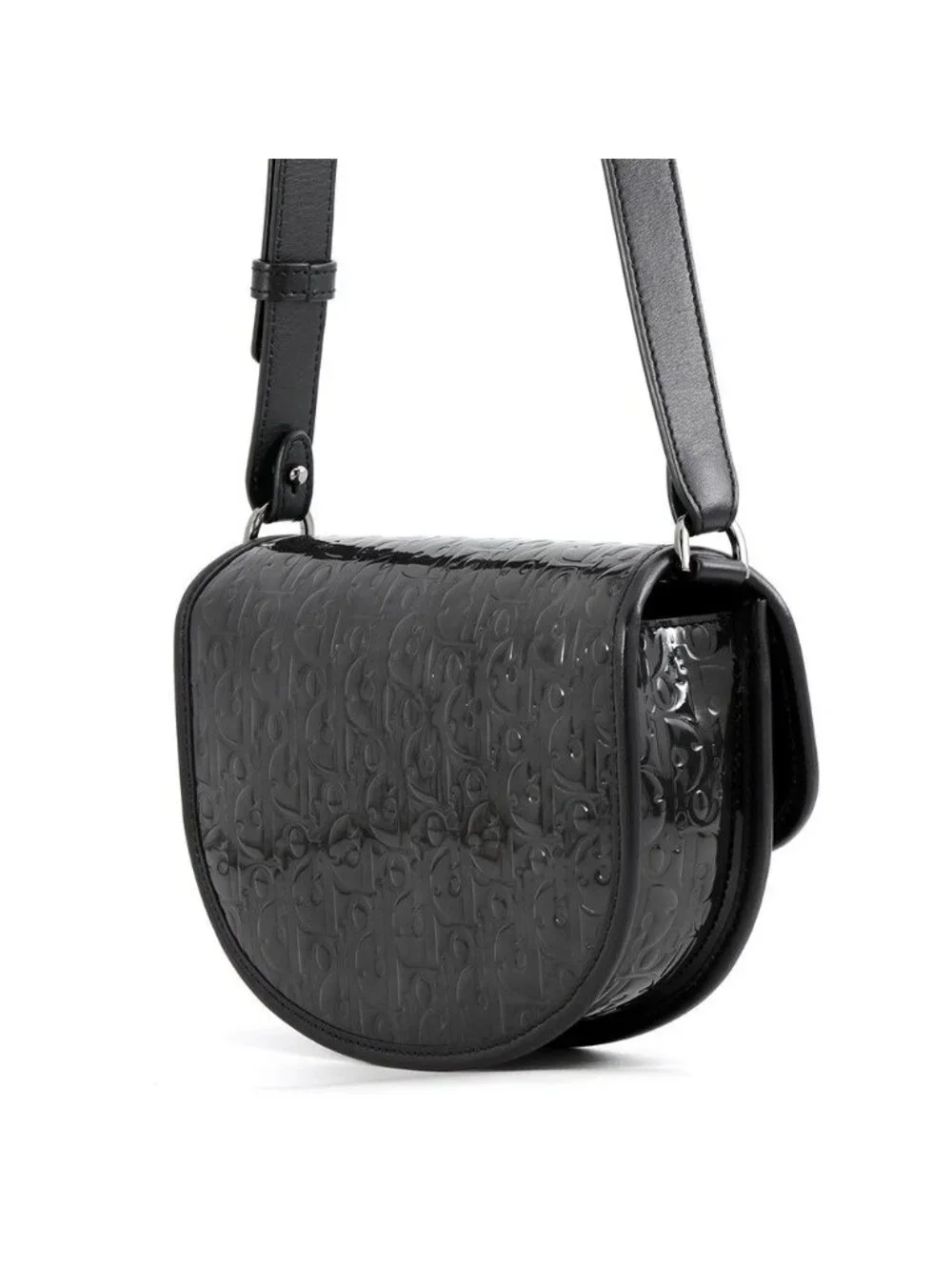 Dior Shoulder Bag Gallop Mini Oblique Patent Leather Black
